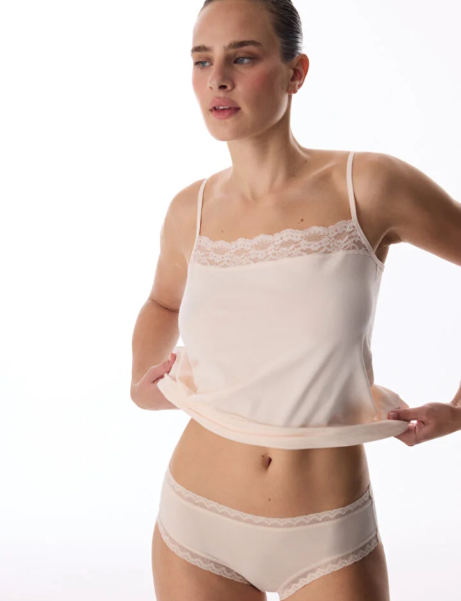 PL23VH2M26IY Ներքնազգեստ շապիկ անթև  COTTON LACE SEQUARE NECK CAMI
