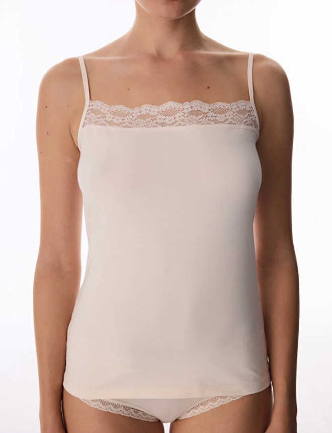 PL23VH2M26IY Ներքնազգեստ շապիկ անթև  COTTON LACE SEQUARE NECK CAMI