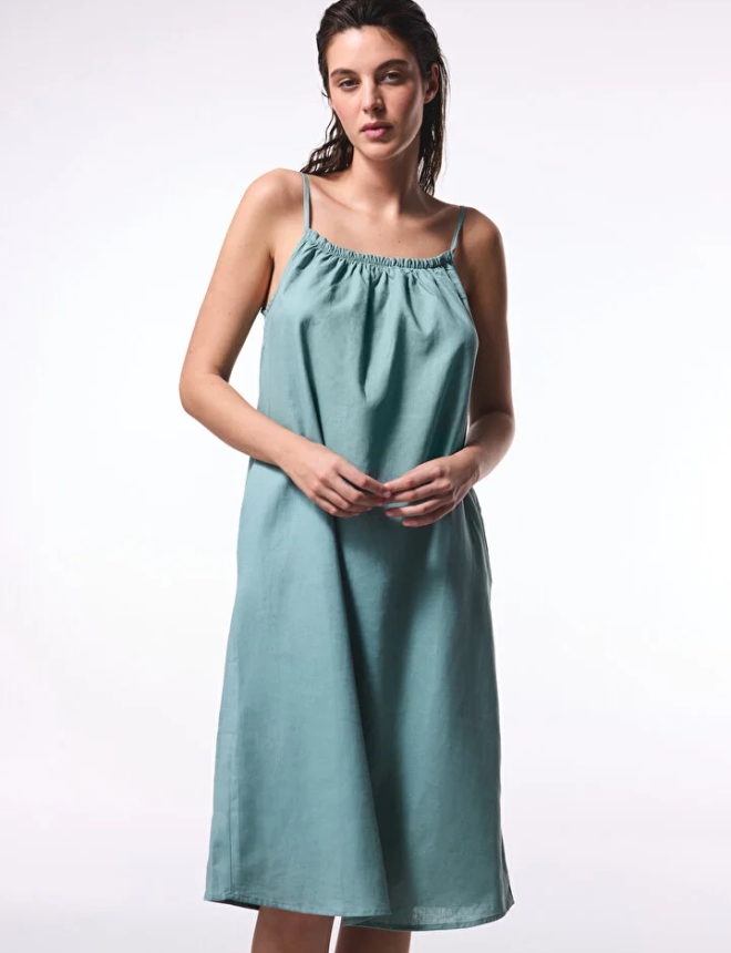 PL33QJQS25IY Շրջազգեստ անթև ծովափնյա   Natural Light Green Dress