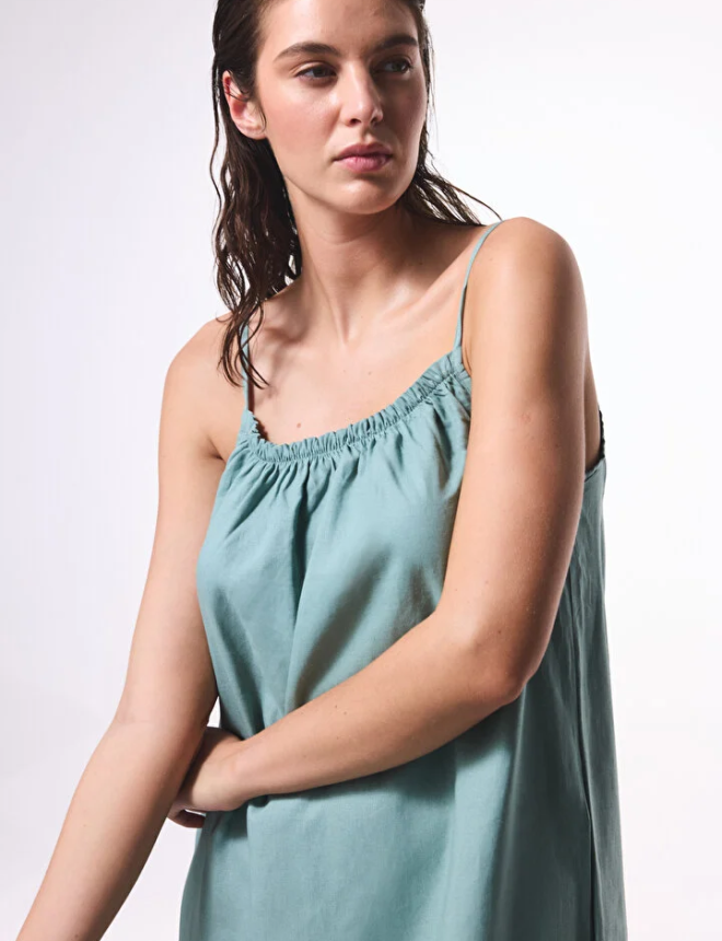 PL33QJQS25IY Շրջազգեստ անթև ծովափնյա   Natural Light Green Dress