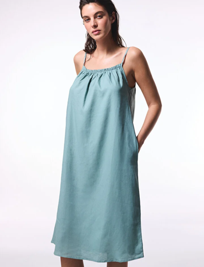 PL33QJQS25IY Շրջազգեստ անթև ծովափնյա   Natural Light Green Dress