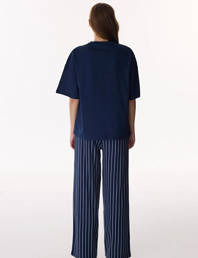 PNTO0S9V26IY Գիշերազգեստ շապիկ կիսաթև և տաբատ  COZY STRIPES SS PANTOLON SET